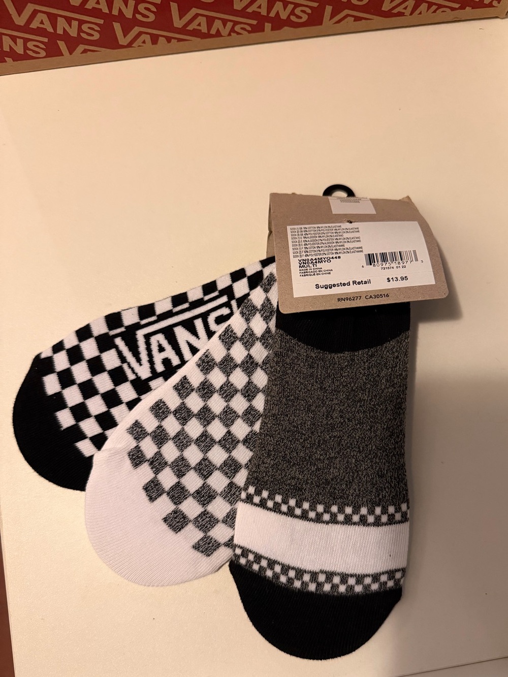 Vans Women's No-Show Sock 3-Pack — Black & White Checkerboard - Picture 2 of 5